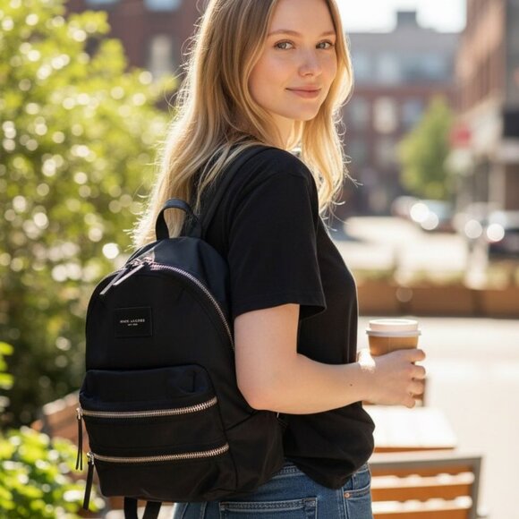 Marc Jacobs Handbags - Marc Jacobs Black Nylon Backpack w/ Front Zip Pockets